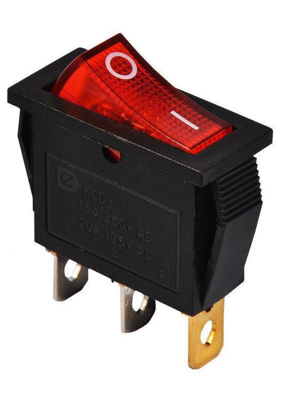 Перемикач клавішний (кнопка) KCD3-101N R/B з підсвіткою A0140040027 Аско-Укрем (346087935)