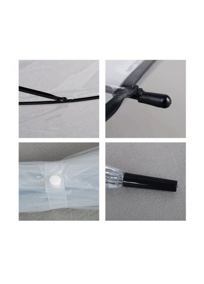 Зонт Прозрачный на 16 спиц (карбон) трость полуавтомат черная ручка (т2000) Toprain (285452099)