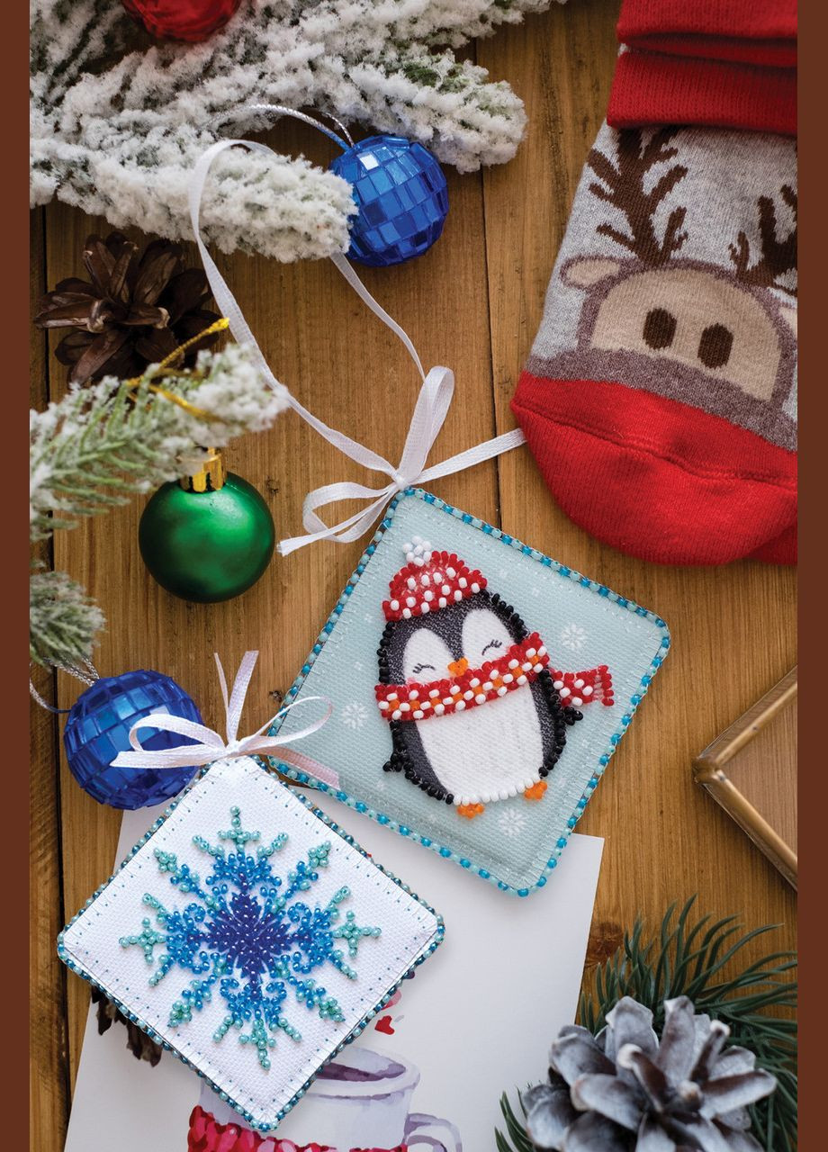 Набір для вишивання бісером новорічної іграшки Миле пінгвіня ABT008 Abris Art (354827938)