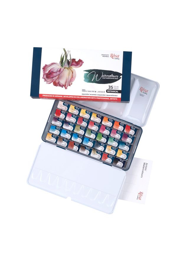 Набор акварельных красок Gallery Ботаника 35 цветов кювета металлический пенал (340235) Rosa (342121581)