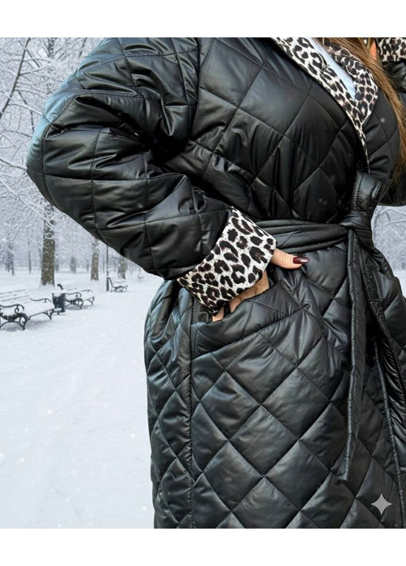 Чорне демісезонне Пальто жіноче стьобане оверсайз Style Point