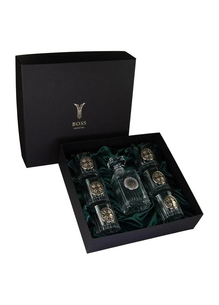 Набір келихів кришталь зі сріблом "Розвідка" з графином, 6 шт | Подарунок начальнику розвідки, Boss Crystal B7GUR2PGD (345646705)