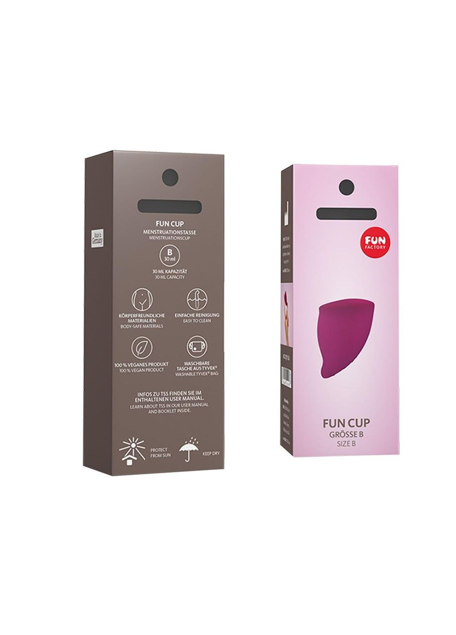 Менструальная чаша FUN CUP SIZE B, бордовая, многоразовая, диаметр 4,3 см, объем 30 мл Fun Factory (314808089)