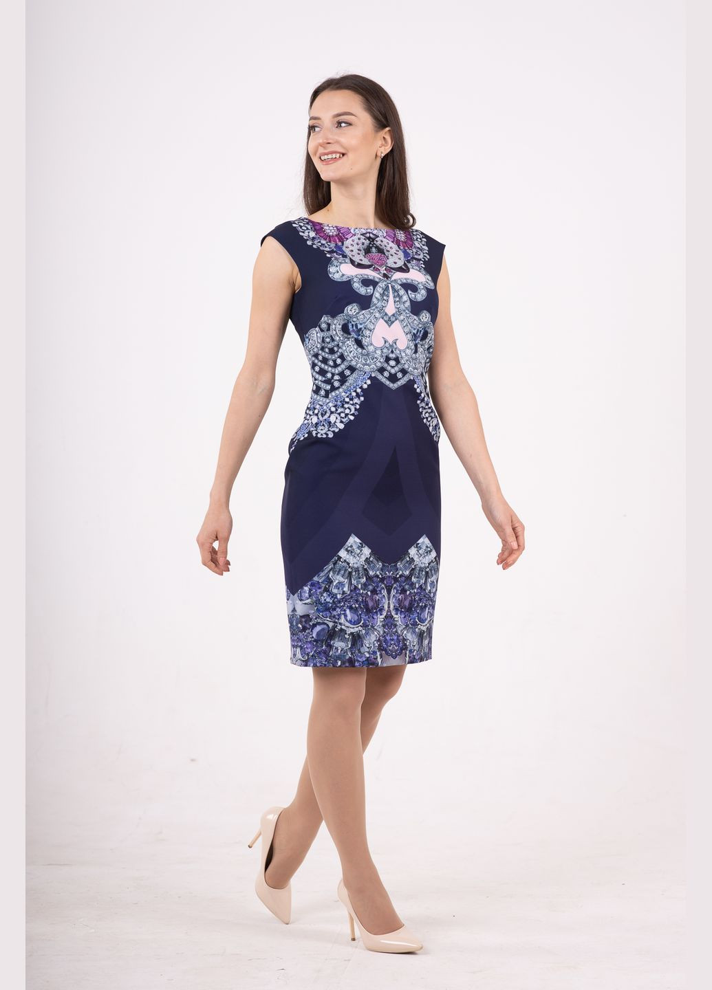 Синее платье Парада однотонное