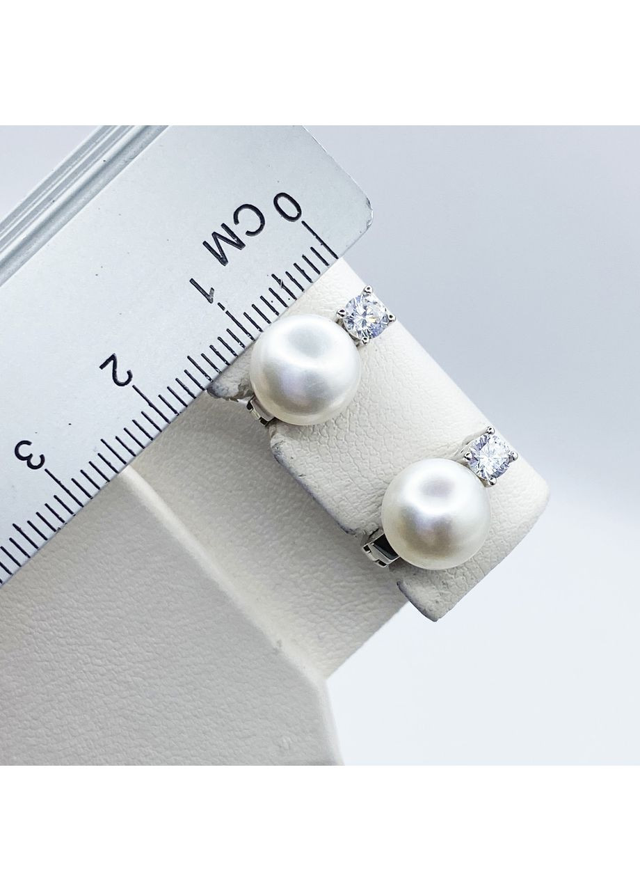 Сережки срібні з перлами та кубічним цирконієм 4,74 г No Brand (369737331)