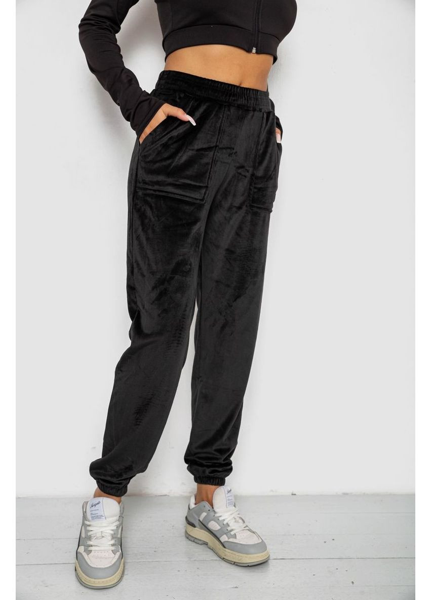Спортивні штани велюрові жіночі на флісі, колір чорний, 238R58649 Ager (361030984)