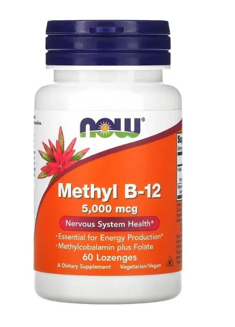 Вітамін В12 (Methyl B-12) 5000 мкг 60 льодяників Now Foods (361116896)