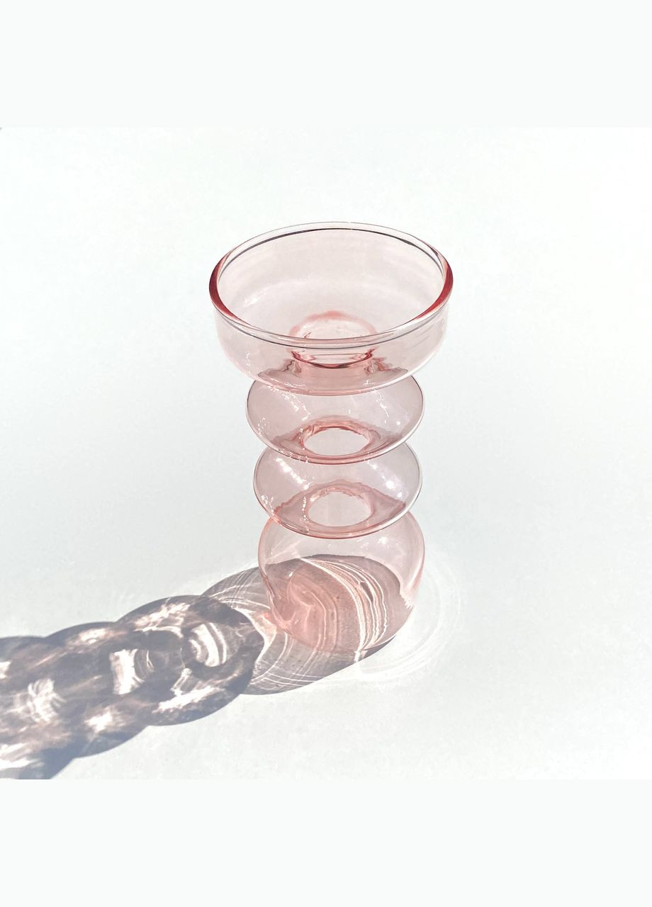 Ваза для квітів REMY-DEСOR скляна декоративна ваза Стелла рожевого кольору висота 14 см для декору будинку REMY-DECOR (266138058)