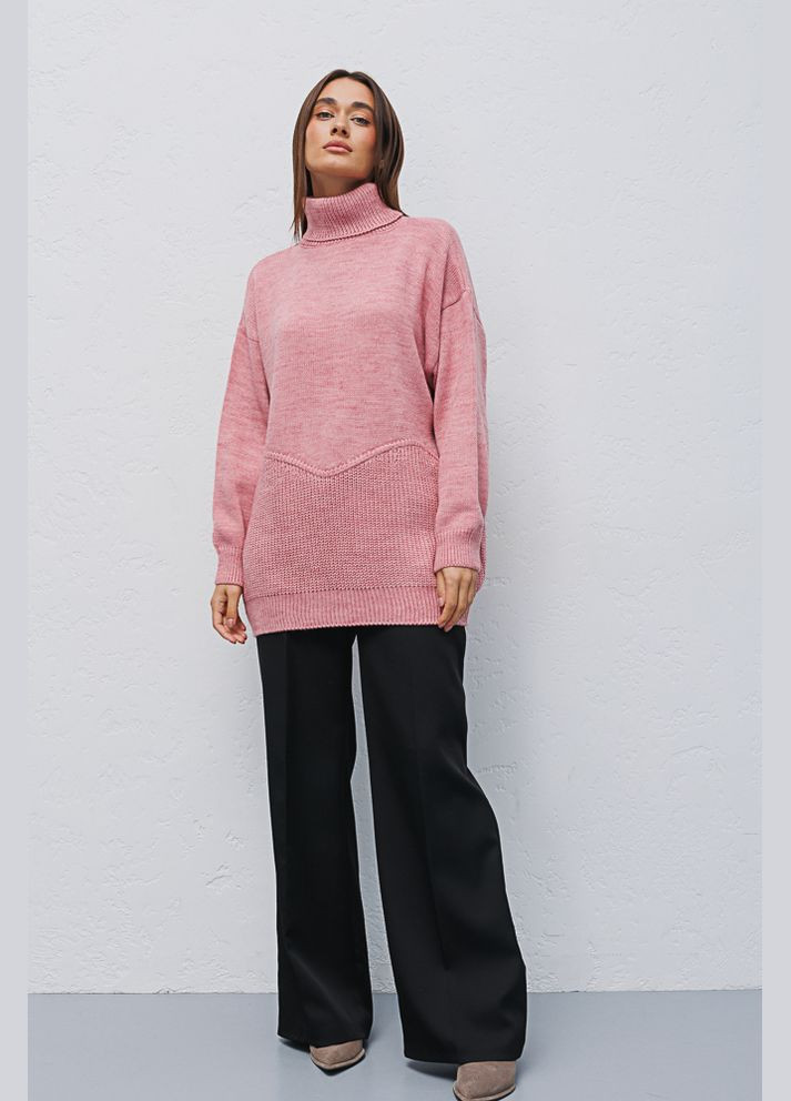 Персиковий жіночий трикотажний светр темно-бежевий з фігурним швом Arjen