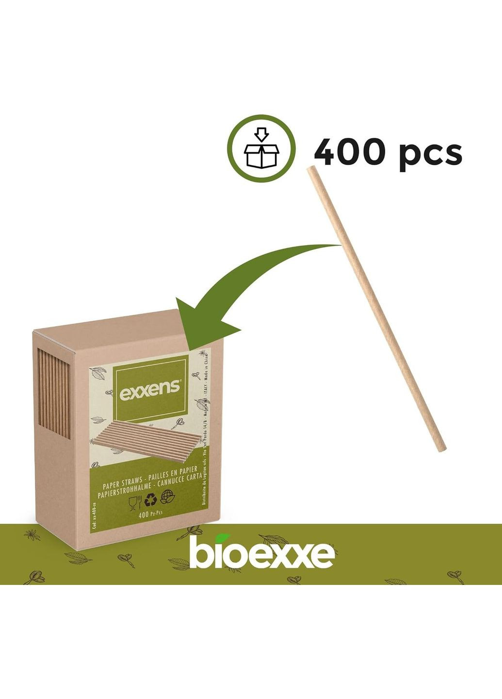 Соломинки, в индивидуальной упаковке, биоразлагаемые, для коктейлей, шоколада, горячих и холодных напитков 400 No Brand (301088028)