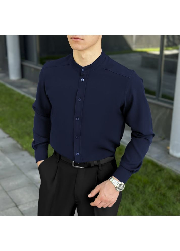 Темно-синяя повседневный рубашка Pobedov