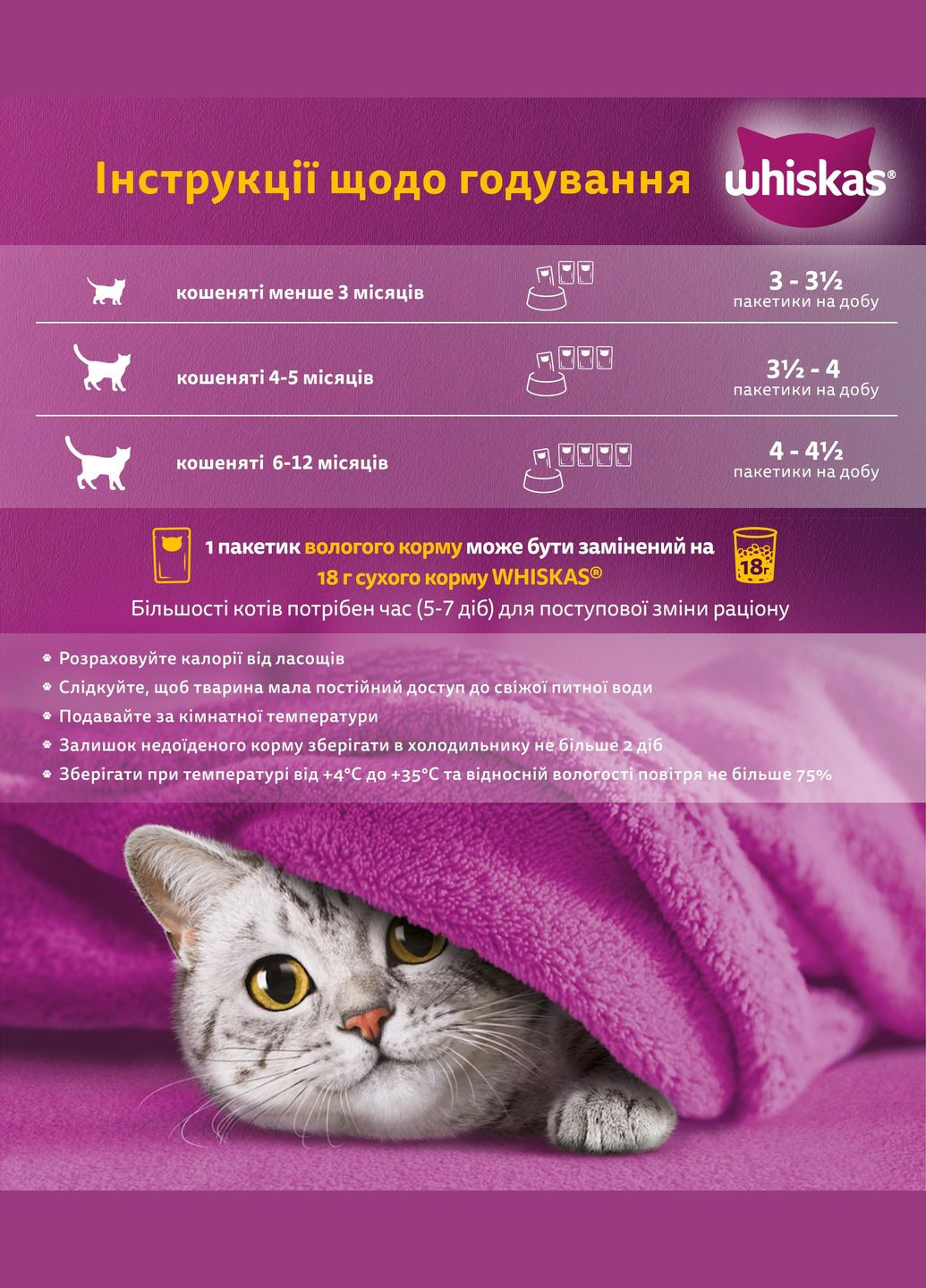 Вологий корм для кошенят яловичина в соусі, 85 г Whiskas . (303701254)