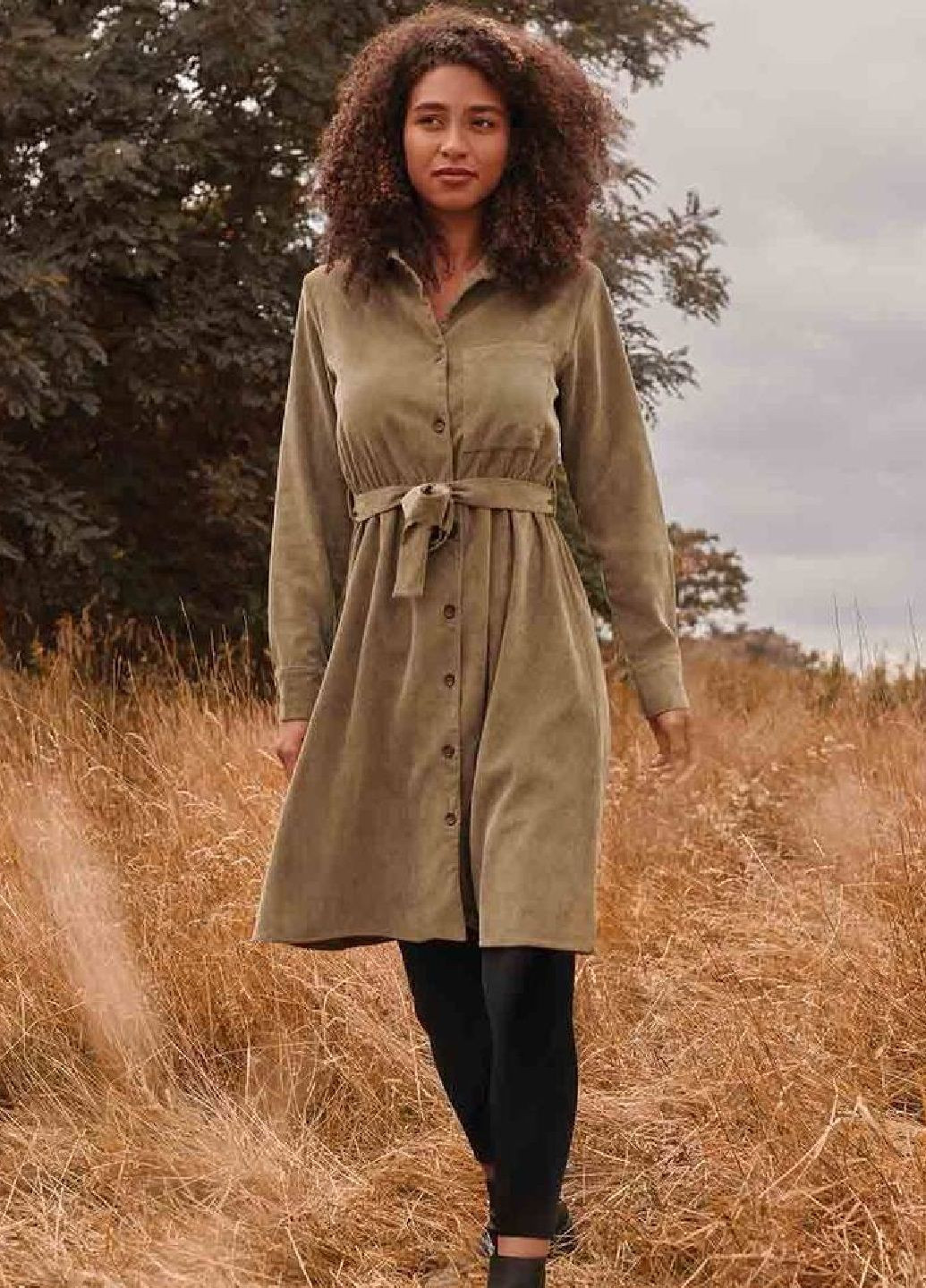 Оливковое (хаки) платье женское вельветовое Esmara