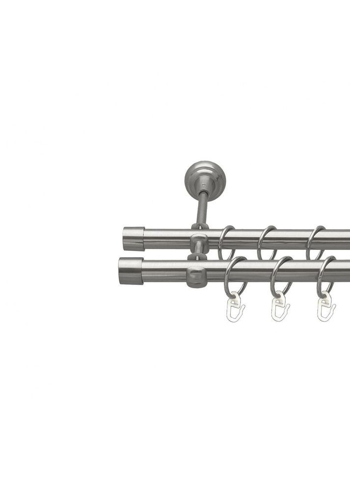 Карниз Заглушка металевий дворядний відкритий гладка труба Нержавіюча Сталь 19\19 мм 300 см (00-00016065) ORVIT (300284292)