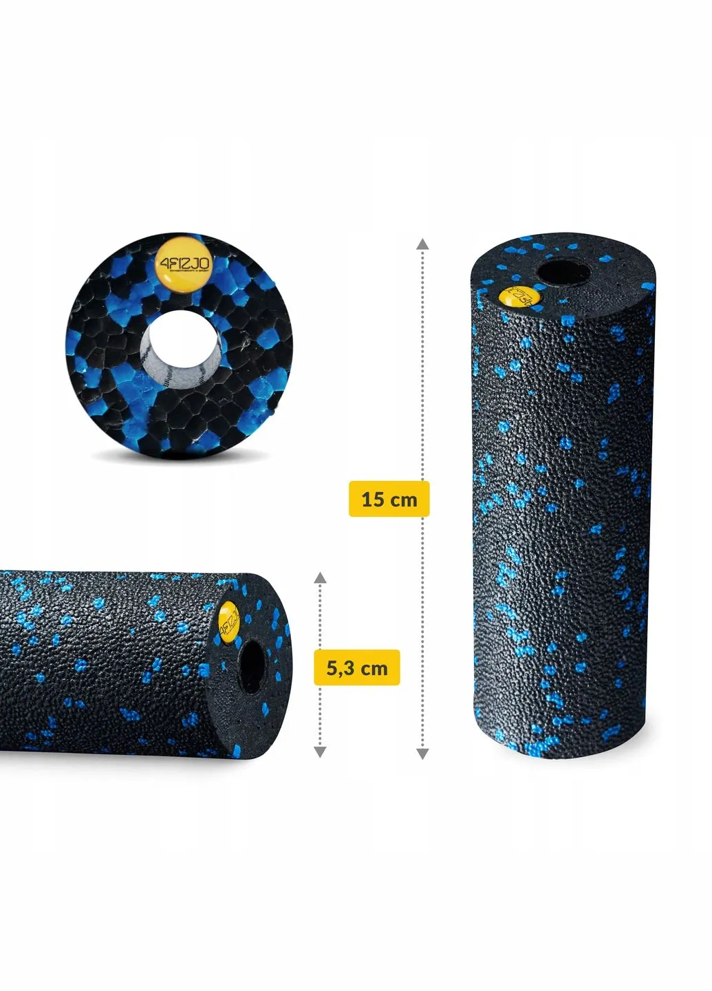 Массажный ролик Mini Foam Roller 15 x 5.3 см (валик, роллер) Black/Blue () 4FIZJO P-5907222931943 (275653856)