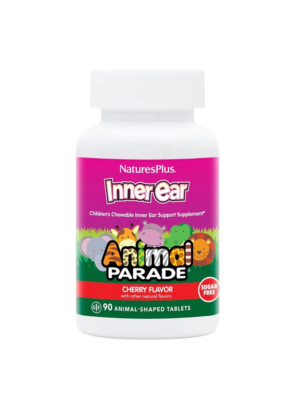 Пробіотики та пребіотики Animal Parade Children's Inner Ear, 90 жувальних таблеток Вишня Natures Plus (293342181)