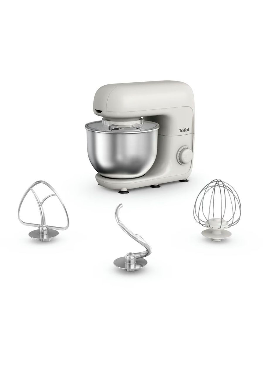 Миксер планетарный Bake Essential 800Вт, насадки3, чаша-нерж., металл, 4.8л, белый Tefal (314775366)