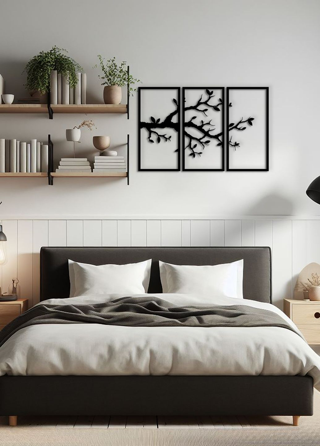 Декор в комнату, деревянная картина на стену "Ветвь вишни картина модульная", стиль минимализм 30х45 см Woodyard (292113883)