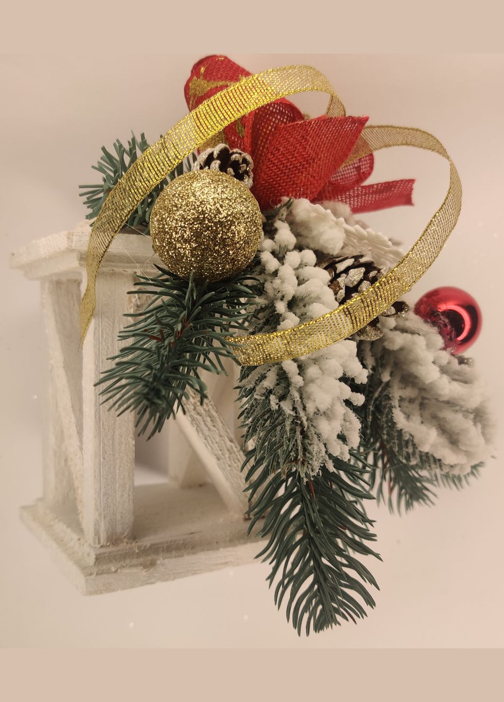 Рождественская новогодняя композиция Подсвечник 16см. с Натуральным декором для интерьера, дверей, стола Дизайнерская Vela (273469373)