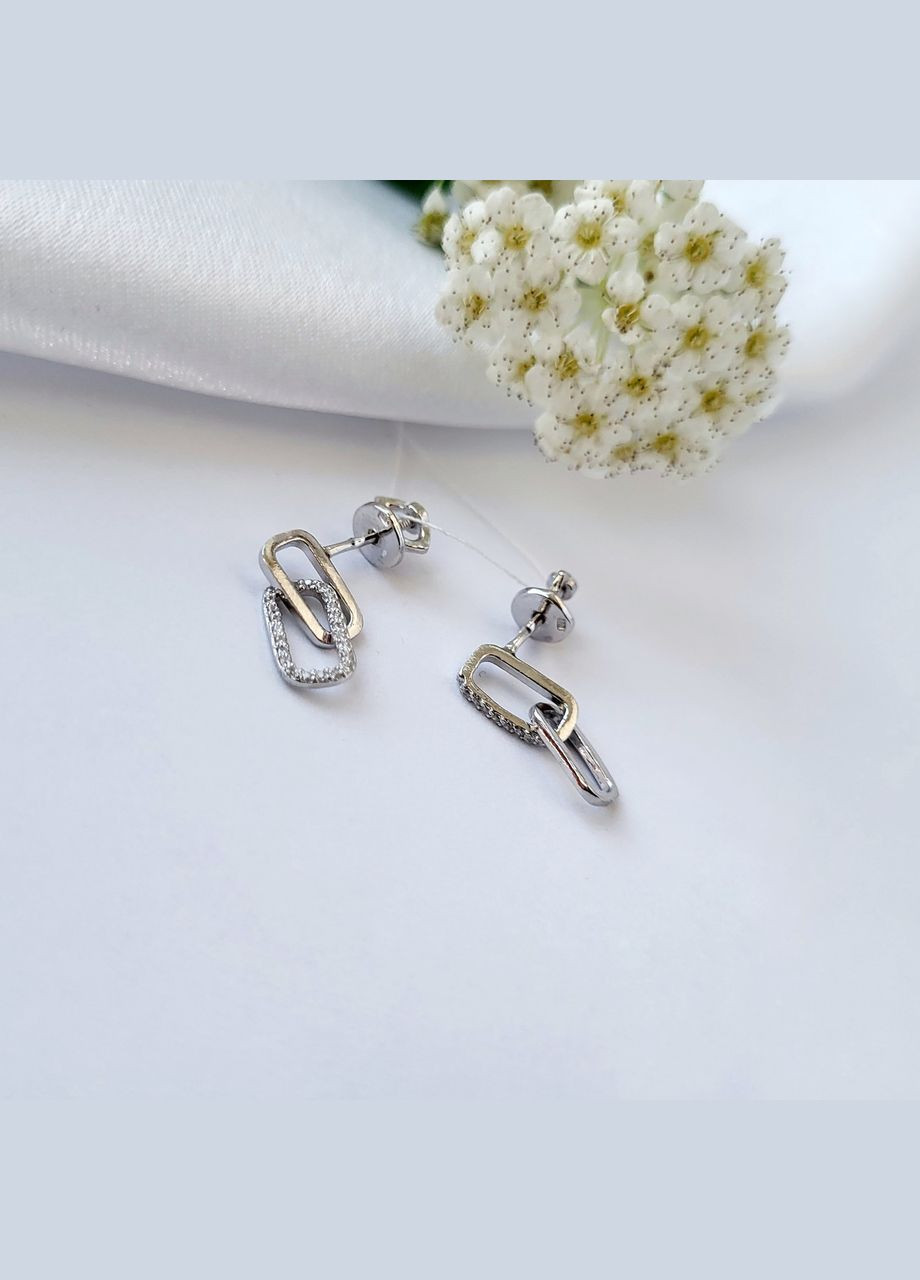 Серебряные Сережки гвоздики на закрутках с белыми камнями серебро 925 пробы Родированное 5412р 1.60г No Brand (306742099)