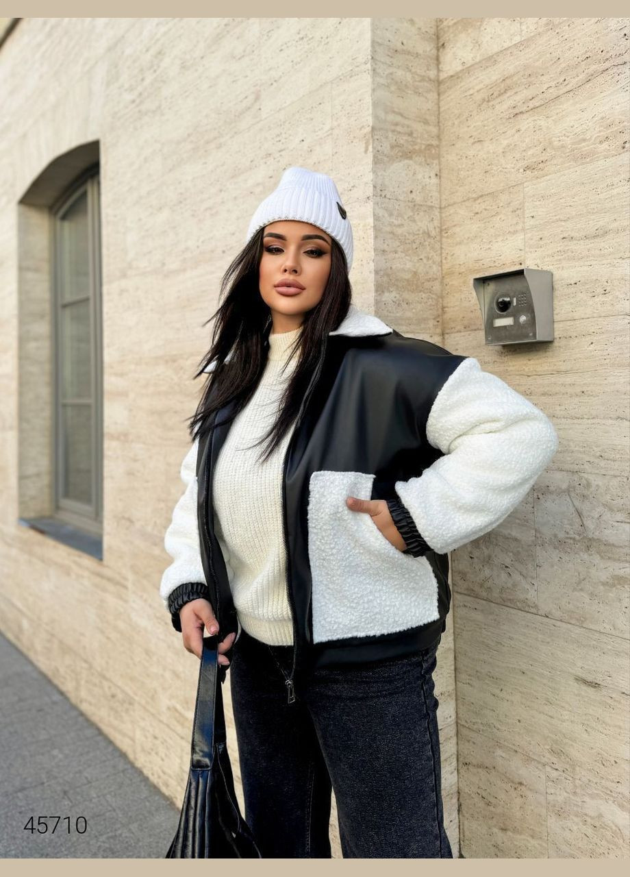 Черно-белая демисезонная зимняя куртка женская Liton