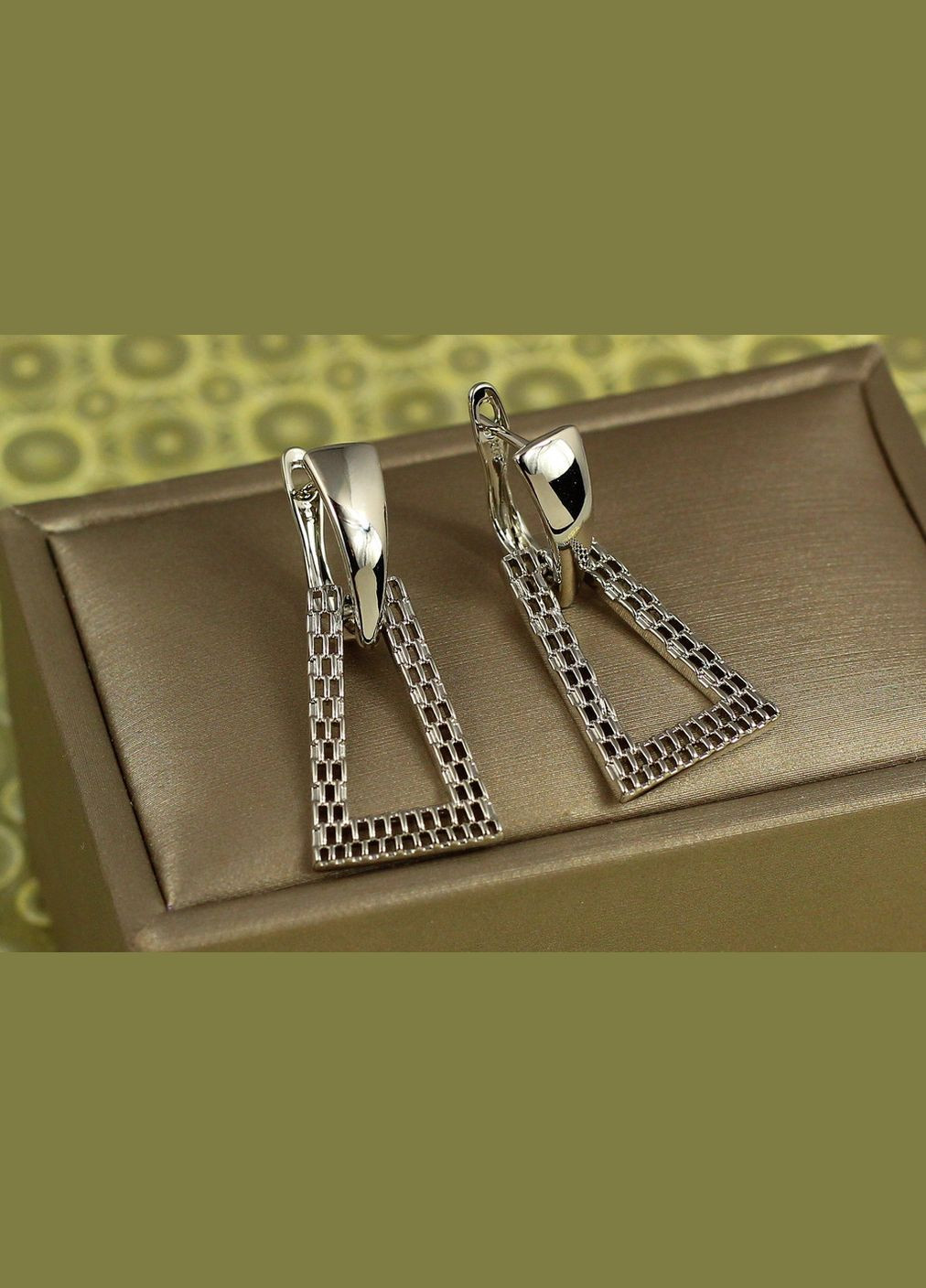 Сережки трапеція стільники 3.4 см сріблясті Xuping Jewelry (316433678)