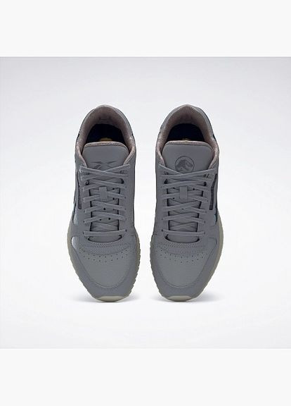 Серые мужские кроссовки Reebok jurassic world classic leather ripple grey