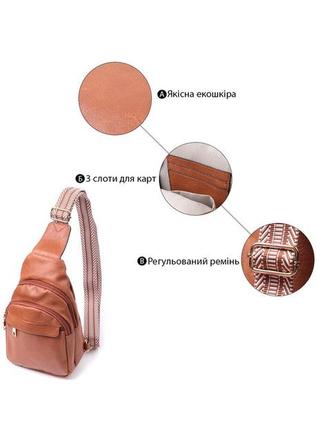 Сумка жіноча планшет для документів рюкзак слінг в дорогу сумочка для телефону Рудий 34741 Vintage (332612596)