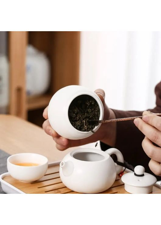 Набір для чайної церемонії Гунфу дорожній Класік 4 персони з чабанью 10 предметів Білий No Brand (370662330)