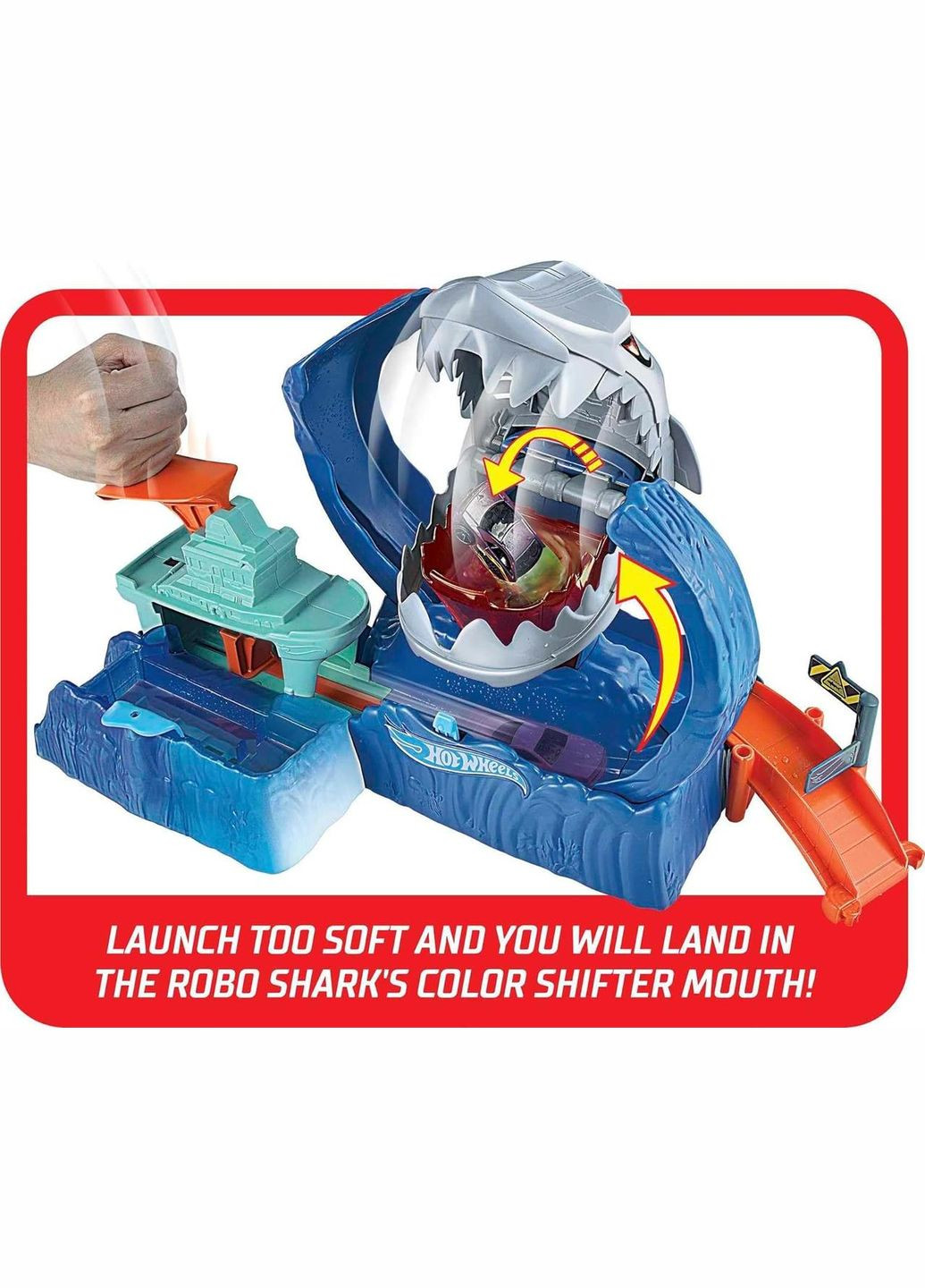 Ігровий набір Hot Wheels City Color Changing Robot Shark Play Хот Вілс Голодна Акуларобот Mattel (282964499)