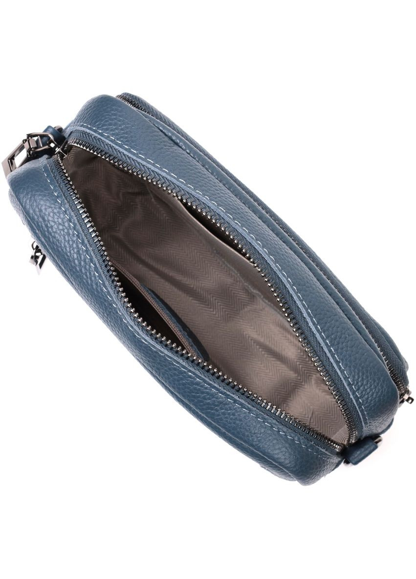 Интересная женская сумка кросс-боди из натуральной кожи синяя 22297 Vintage (329197987)