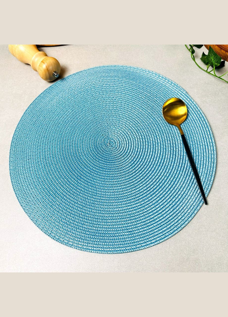 Кругла сервірувальна серветка з ПВХ 38 см Блакитна (К-39) Hell (303211248)