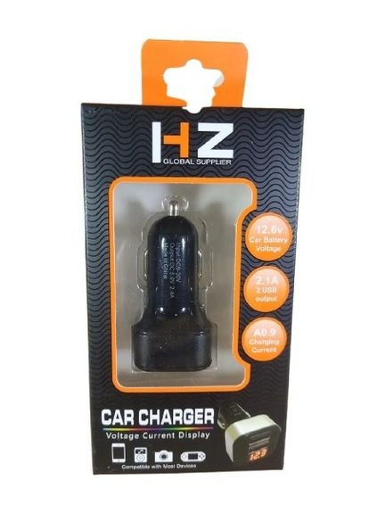 Автомобільний зарядний пристрій HZ HC1/9001 Charger 2.4A 2 USB від прикурювача з вольтметром No Brand (337311105)