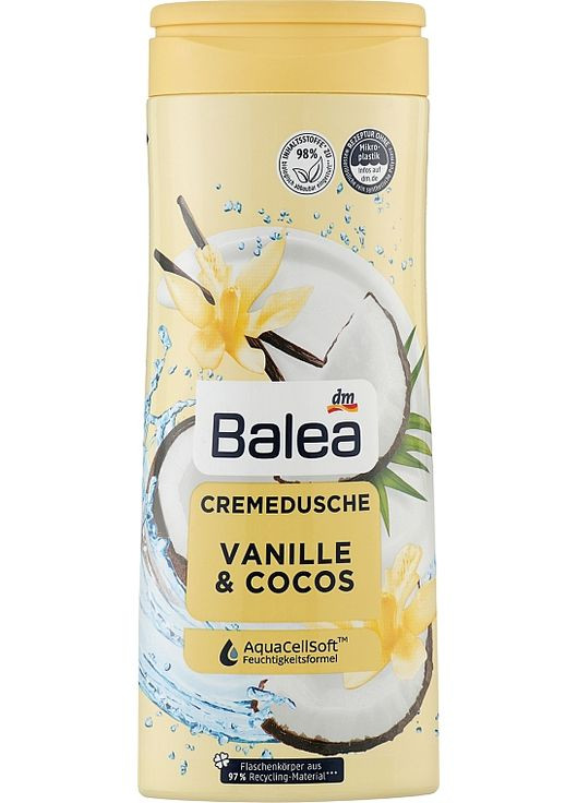 Крем-гель для душа Ваниль и кокос Dusche & Creme Vanille und Cocos 300ml (805003-80869) Balea (368618368)