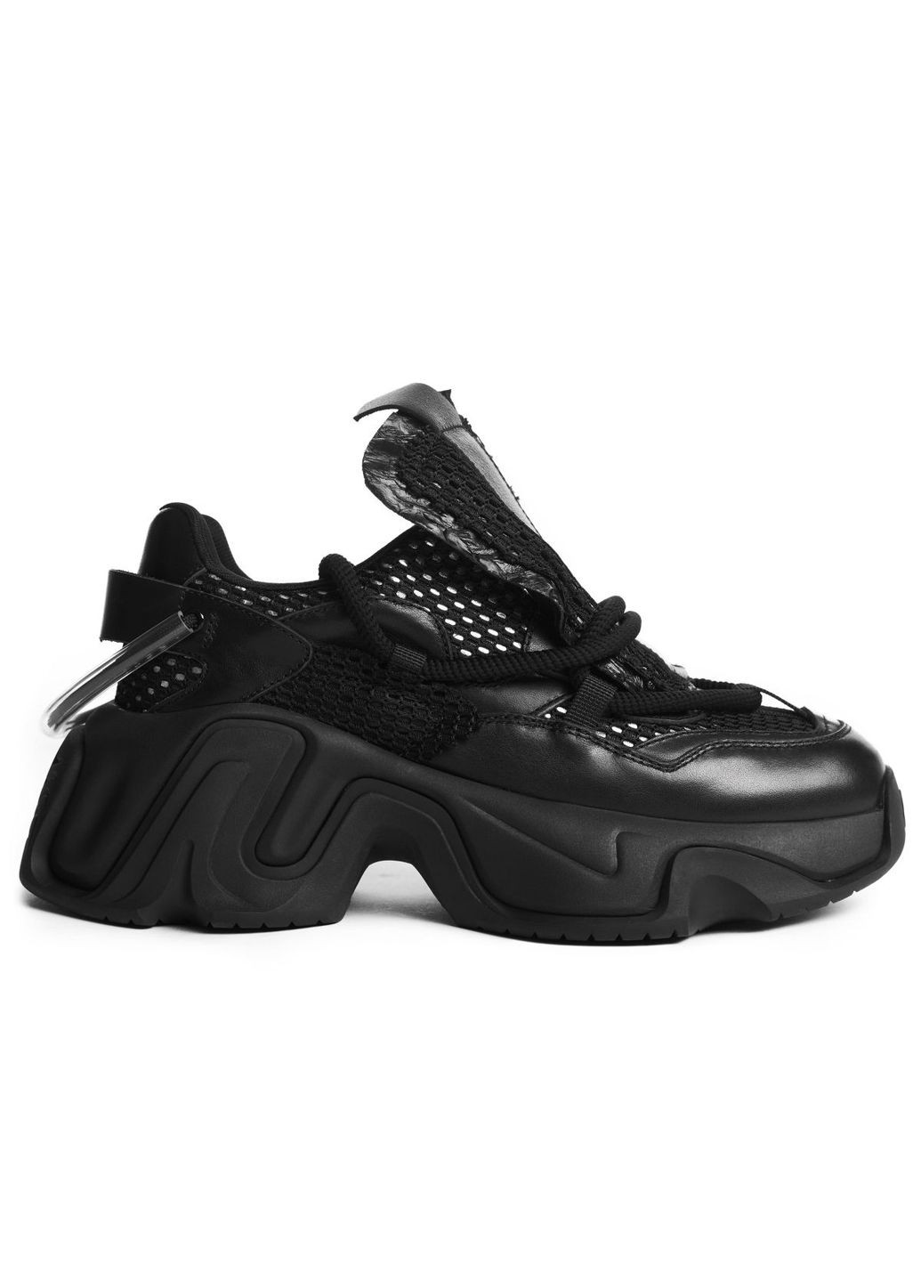 Кожаные кроссовки 4521 Sasha Fabiani чёрные демисезоны (301651153)