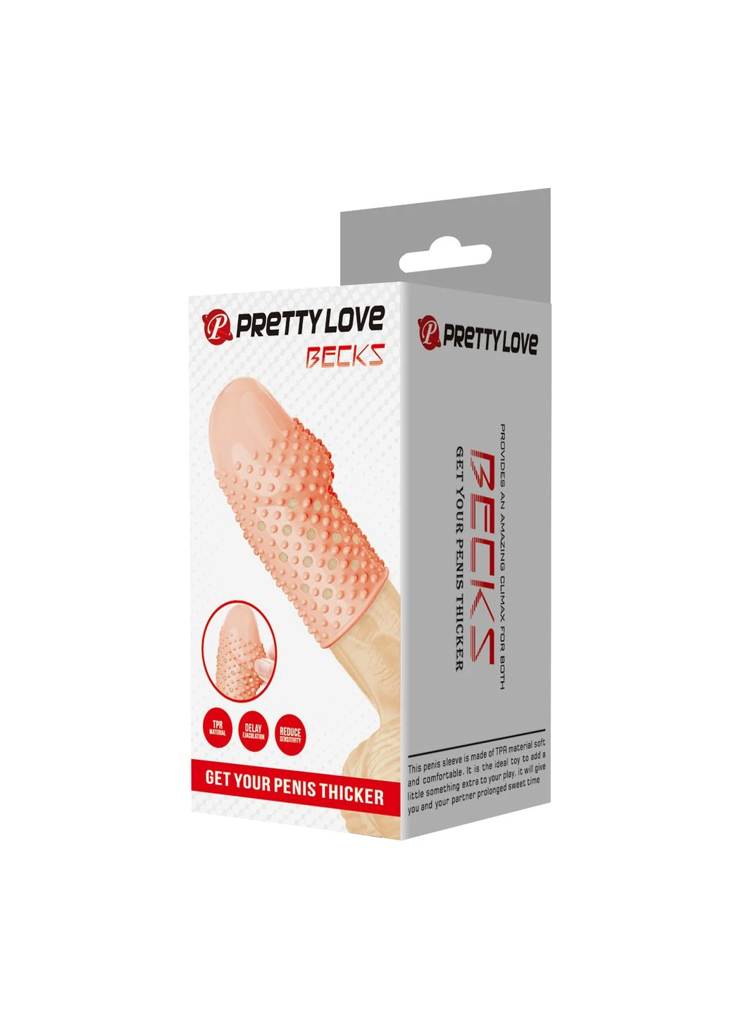 Стимулююча насадка на головку пеніса з пухирцями бежева Pretty Love Becks LyBaile (390384038)
