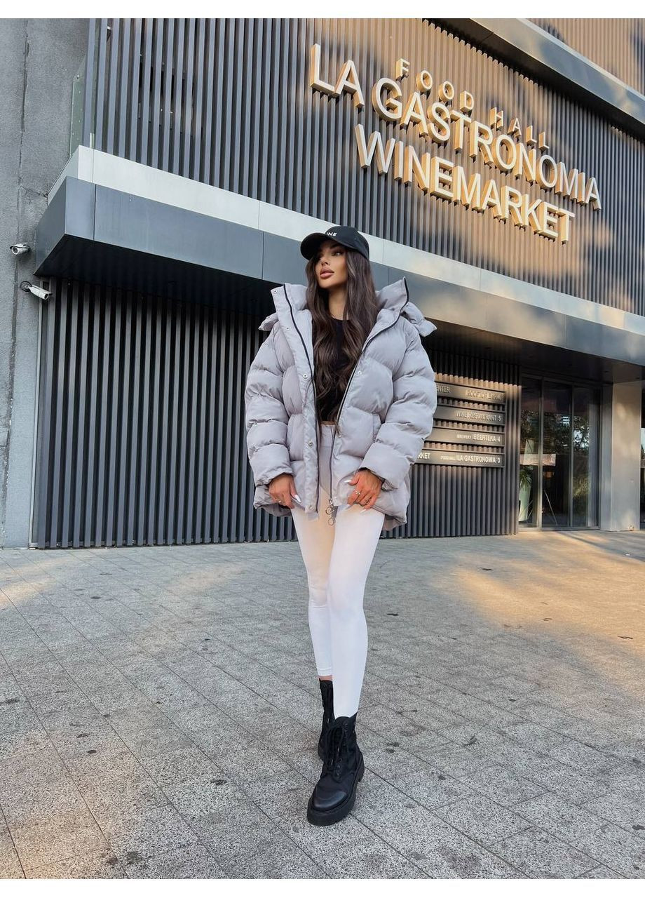 Сірий демісезонний Пуховик Style Point