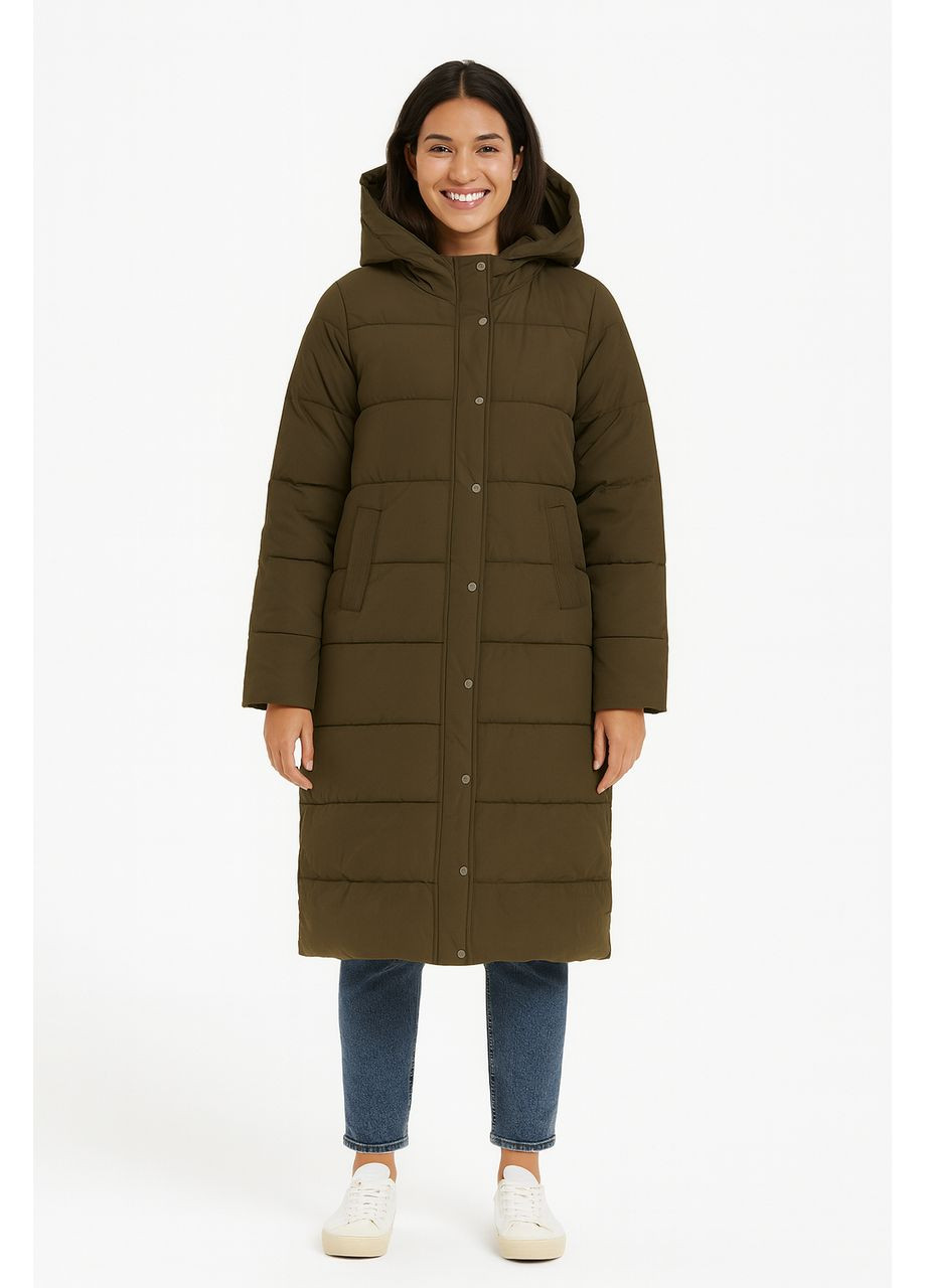 Оливковая (хаки) зимняя женская зимняя куртка длинная хаки (ys001) Honor