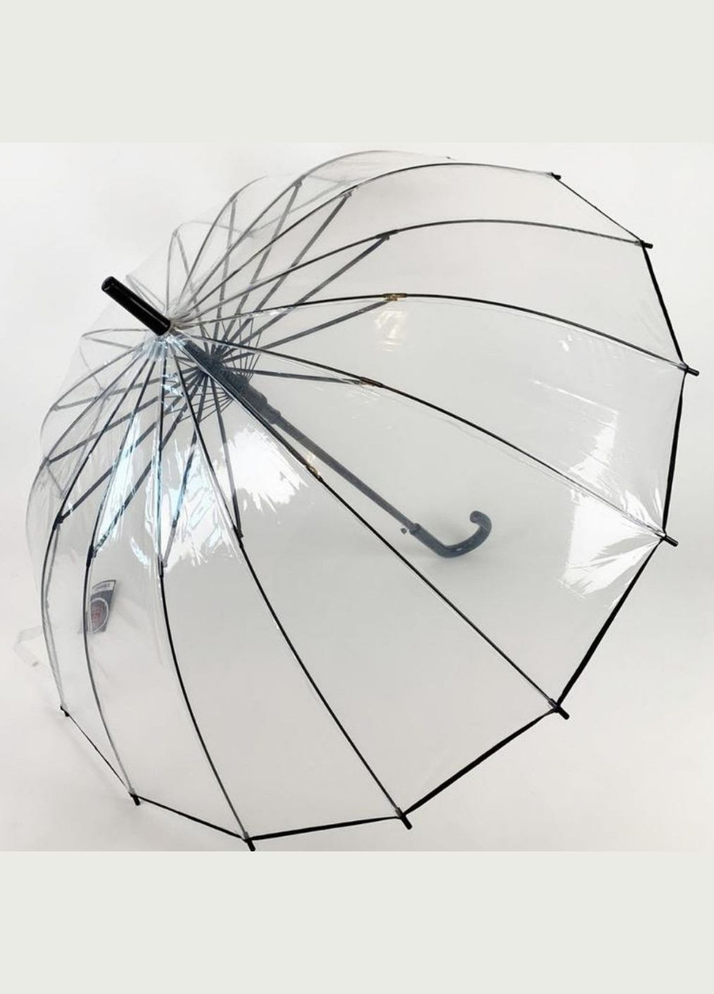 Чорна} прозора парасолька-тростина жіночий напівавтомат з 16 спицями Susino (369145509)
