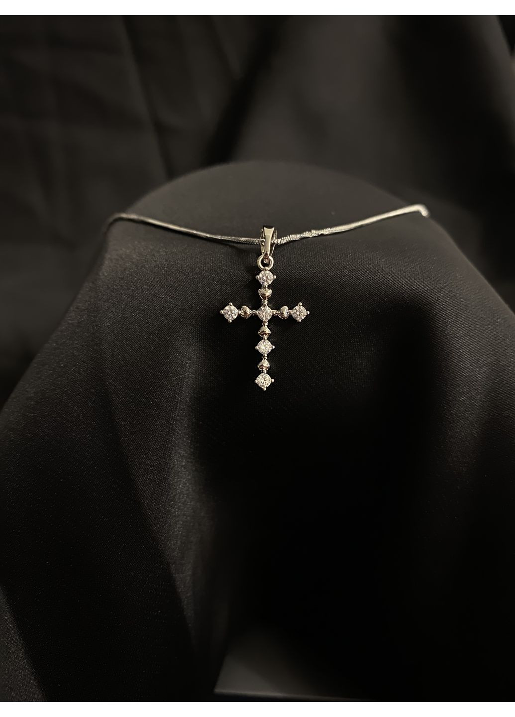 Крестик с цепочкой серебряного цвета 36116 Fashion (370370453)