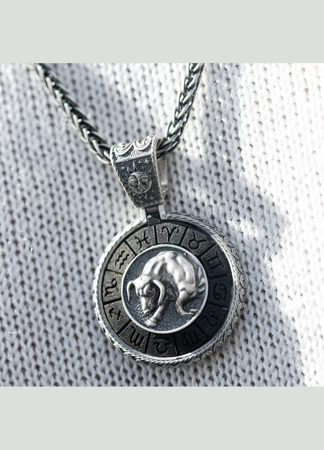 Серебряный кулон Знак зодиака Телец с эбеном 1041телець Oniks (314541314)