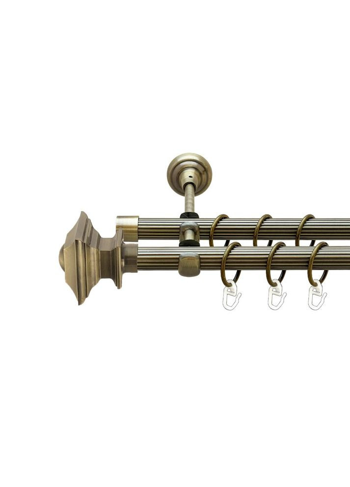 Карниз Борджеза металлический двухрядный открытая рифленая труба Антик 19\19 мм 300 см (00-00022072) ORVIT (300692537)