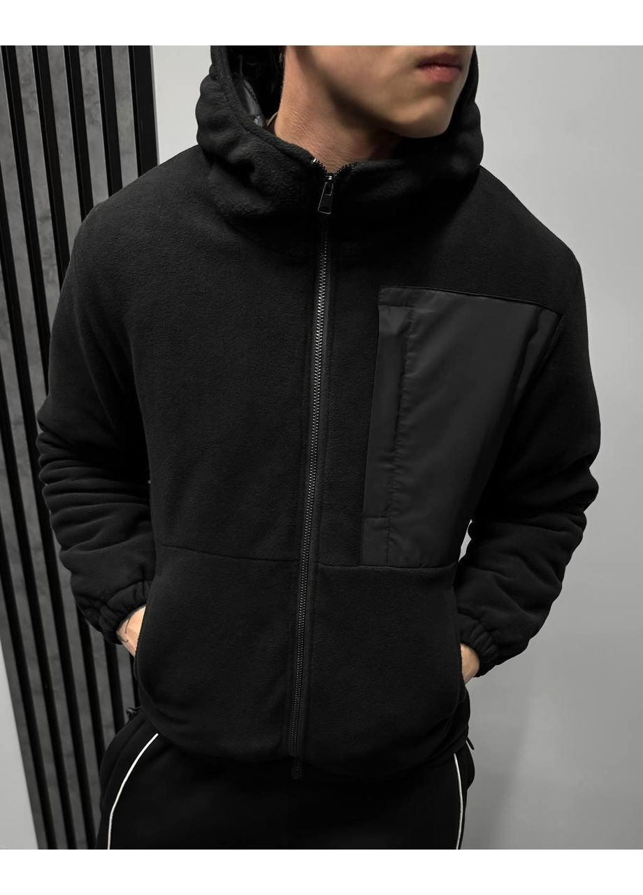 Чорна куртка чоловіча флісова на утеплювачі No Brand