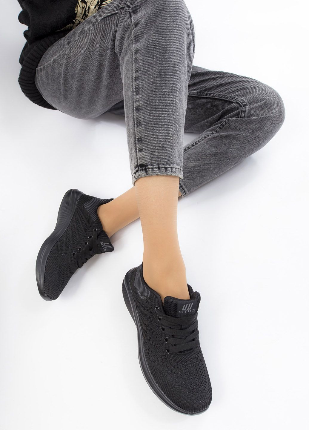 Кроссовки женские Situo чёрные всесезоны (324440769)