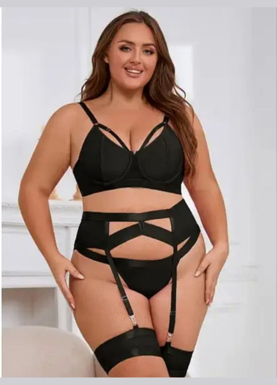 Чорний спокусливий жіночій комплект нижньої білизни No Brand
