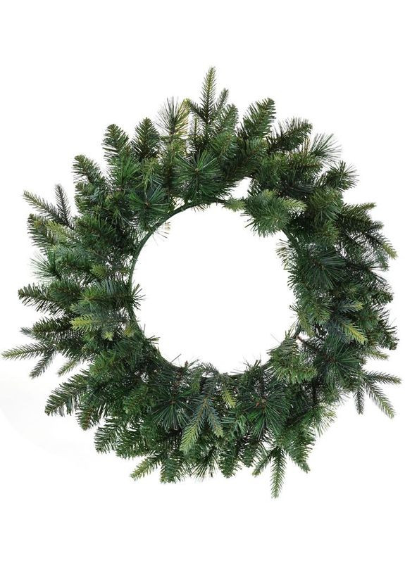 Вінок штучний хвойний 190 гілок 60 см для декору свят новорічний вінок із ПВХ та металу Bona (368989926)