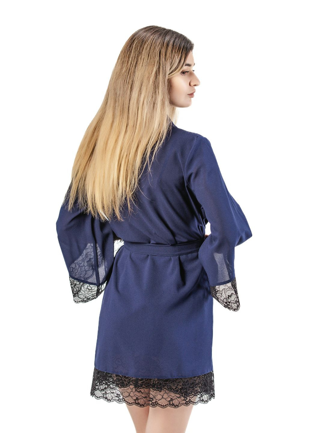 Халат жіночий з креп-шифону та мережива No Brand (319155496)