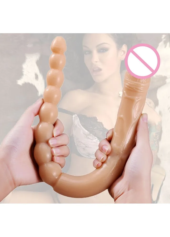 Подвійний фаллоімітатор Double Elastic розмір XL двосторонній фалос вагінальний анальний No Brand (402245292)