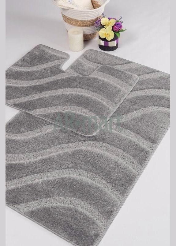 Набор ковриков в ванную комнату Symphony Platinum 60х100 и 60х50 см Серый Confetti (339619209)