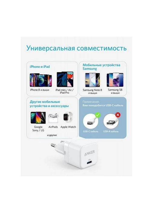 Мережева зарядка PowerPort III 20W Cube ( ) Anker (360416877)